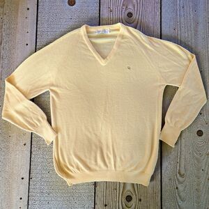 Christian Dior Monsieur sweater mens Large Yellow vintage designer knit v-neck